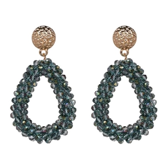 Handmade light blue crystal beaded earrings- 2 opt - Picture 1 of 3